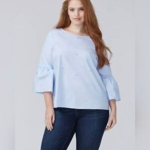 Boutique Women's Bell Sleeve Swiss Dot  Top Size 2x